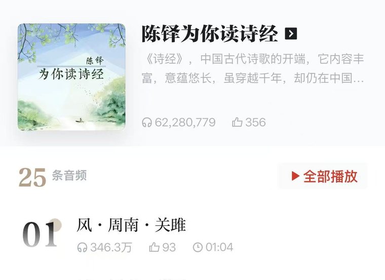 Chen Duo Reads the Book of Songs for You — an online audio programme with over 62 million listens